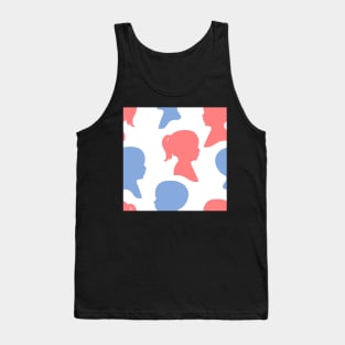 Child Silhouettes - Pink and Blue on White Background Tank Top